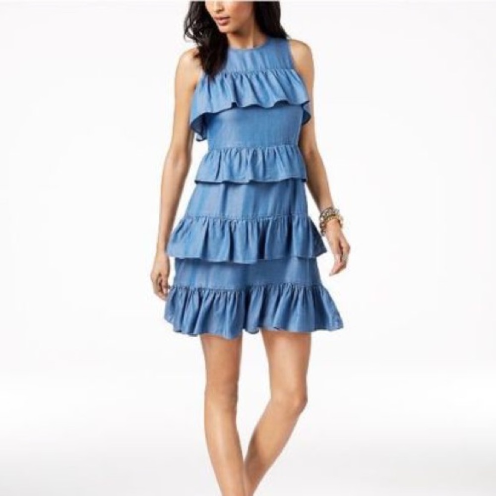 Michael Kors ruffled chambray dress in regular